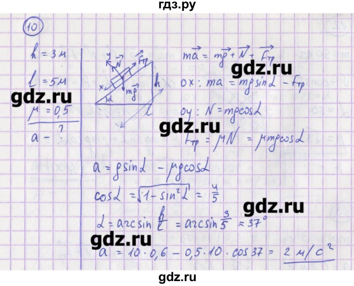 ГДЗ по физике 10‐11 класс Громцева сборник задач  глава 2 / параграф 16 - 10, Решебник