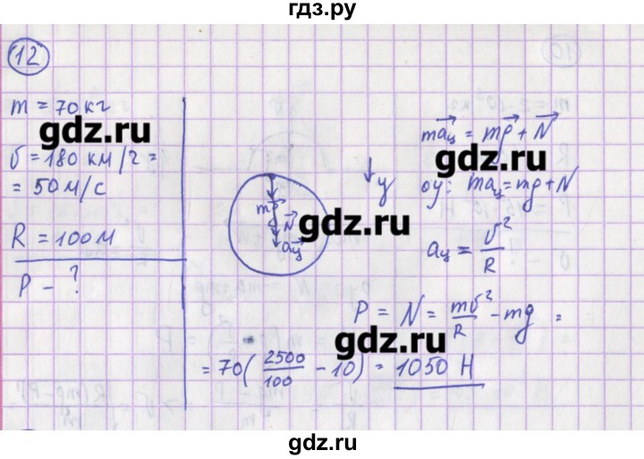 ГДЗ по физике 10‐11 класс Громцева сборник задач (Мякишев)  глава 2 / параграф 17 - 12, Решебник