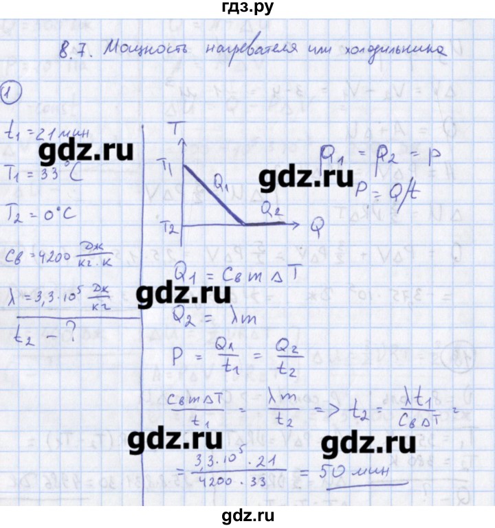 ГДЗ по физике 10‐11 класс Громцева сборник задач  глава 8 / параграф 7 - 1, Решебник