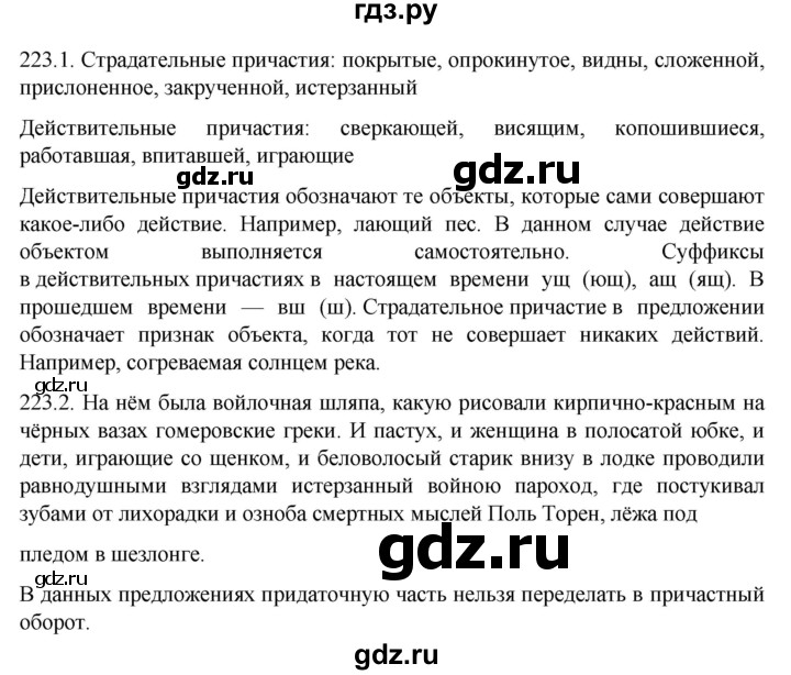 ГДЗ по русскому языку 11 класс Гусарова  Базовый и углубленный уровень упражнение - 223, Решебник к учебнику 2022