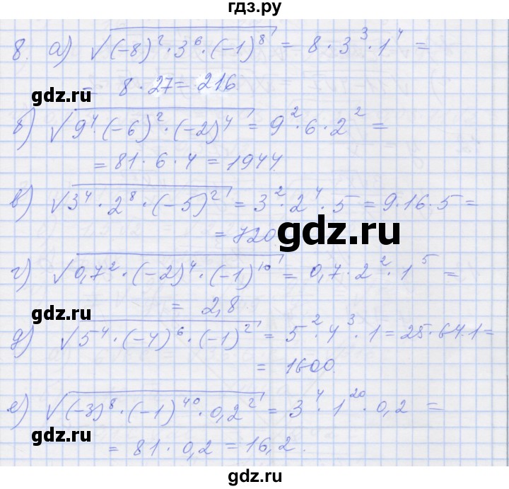 ГДЗ по алгебре 8 класс Миндюк рабочая тетрадь  параграф 16 - 8, Решебник №1