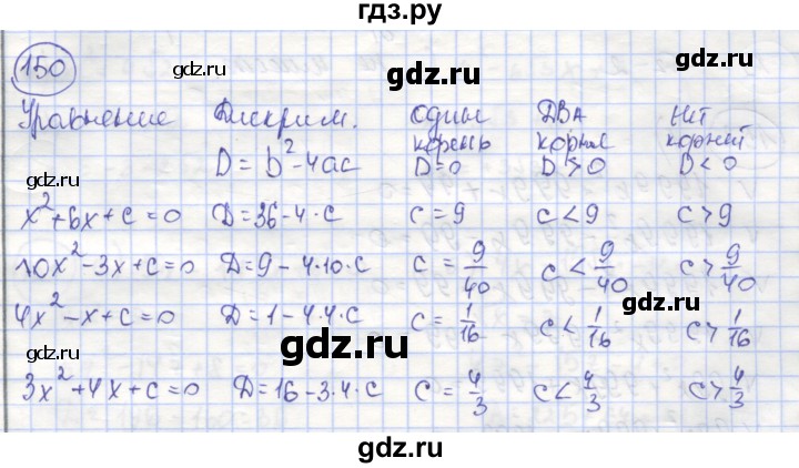 ГДЗ по алгебре 8 класс Минаева рабочая тетрадь  упражнение - 150, Решебник №1