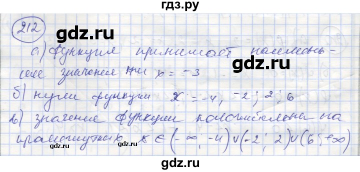 ГДЗ по алгебре 8 класс Минаева рабочая тетрадь (Дорофеев)  упражнение - 212, Решебник №1