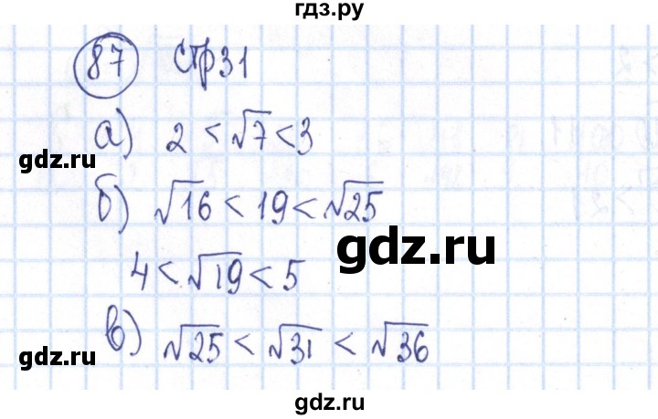 ГДЗ по алгебре 8 класс Минаева рабочая тетрадь  упражнение - 87, Решебник №3