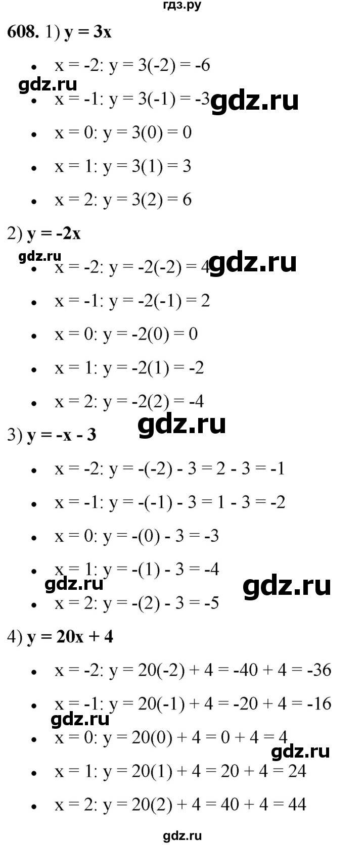 ГДЗ по алгебре 7 класс Колягин  Базовый уровень упражнение - 608, Решебник 2023