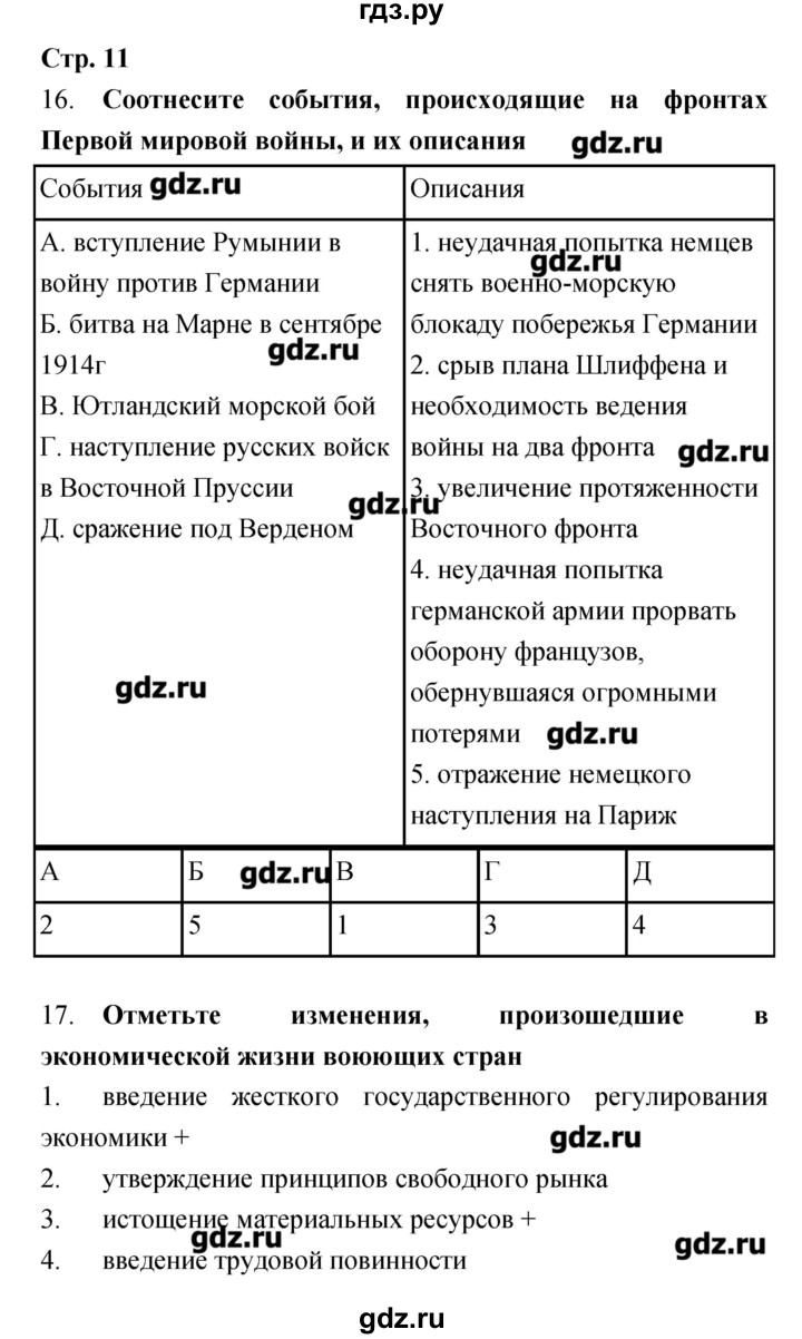 ГДЗ по истории 9 класс Пономарев рабочая тетрадь  страница - 11, Решебник