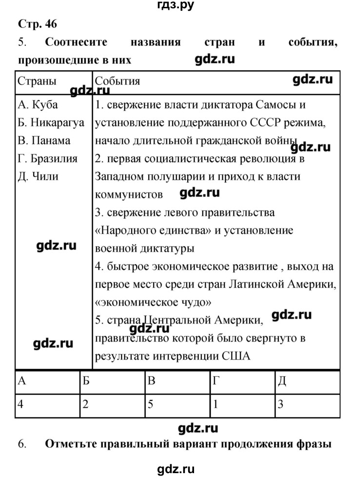 ГДЗ по истории 9 класс Пономарев рабочая тетрадь  страница - 46, Решебник