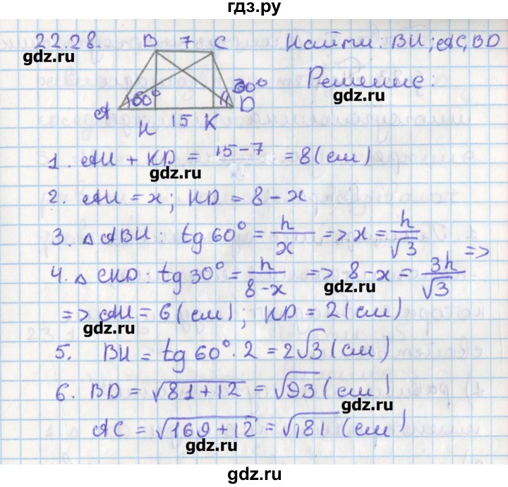 ГДЗ по геометрии 8 класс Мерзляк  Углубленный уровень параграф 22 - 22.28, Решебник