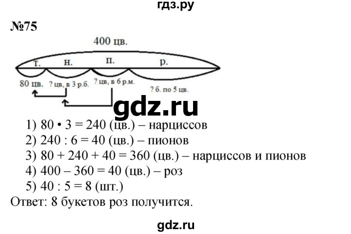 ГДЗ по математике 2 класс Петерсон   часть 3 / задача на повторение - 75, Решебник к учебнику 2022 (Учусь учиться)