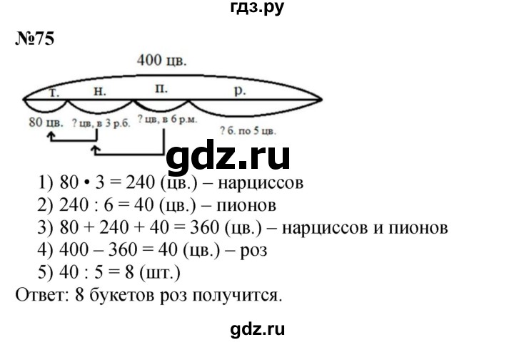 ГДЗ по математике 2 класс Петерсон  Углубленный уровень часть 3 / задача на повторение - 75, Решебник 2022 (Учусь учиться)