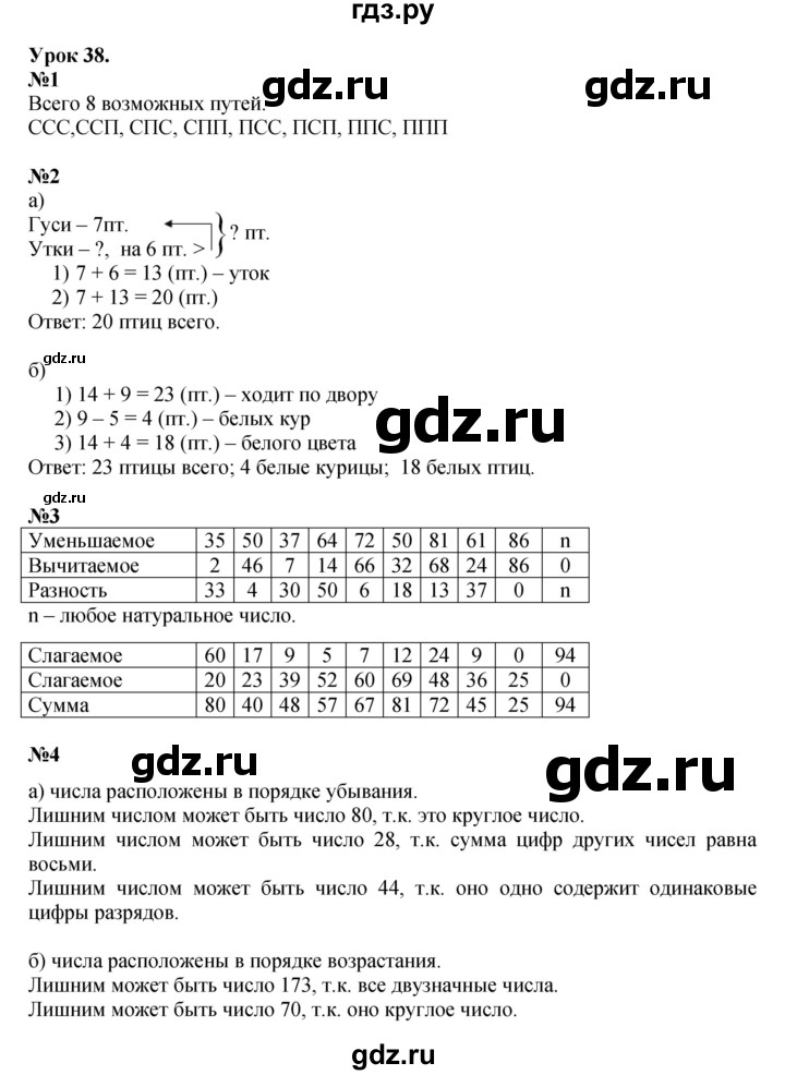 ГДЗ по математике 2 класс Петерсон  Углубленный уровень часть 1 - Урок 38, Решебник 2023 (Учусь учиться)