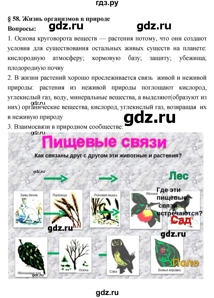 ГДЗ по биологии 7 класс Пономарева   параграф - 58, Решебник 2