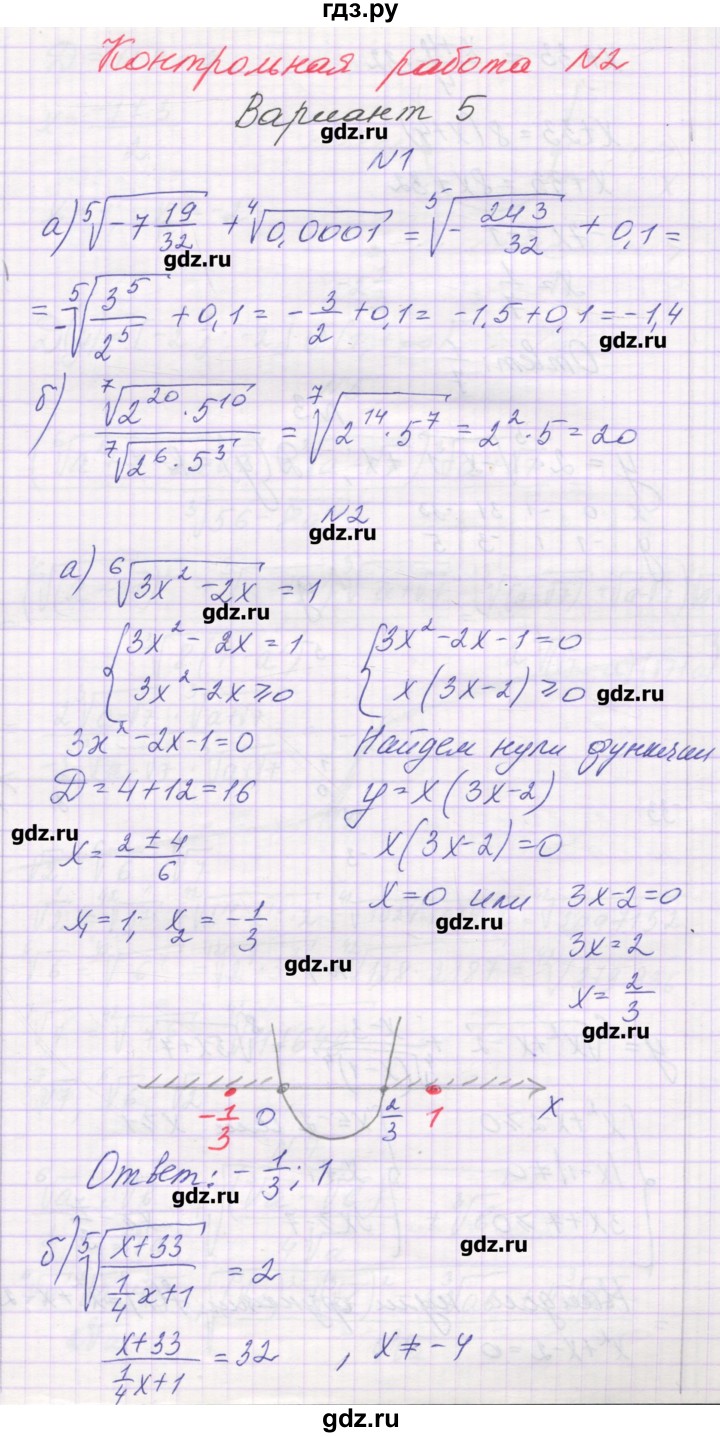 ГДЗ по алгебре 11 класс Глизбург контрольные работы Базовый и углубленный уровень контрольная работа 2. вариант - 5, Решебник