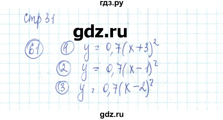 ГДЗ по алгебре 9 класс Минаева рабочая тетрадь  упражнение - 61, Решебник №2