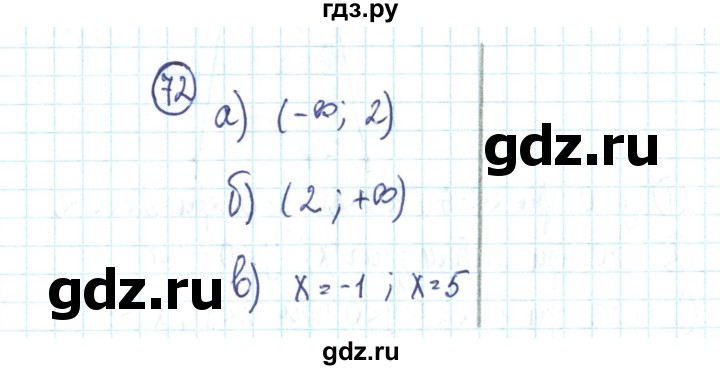 ГДЗ по алгебре 9 класс Минаева рабочая тетрадь  упражнение - 72, Решебник №2