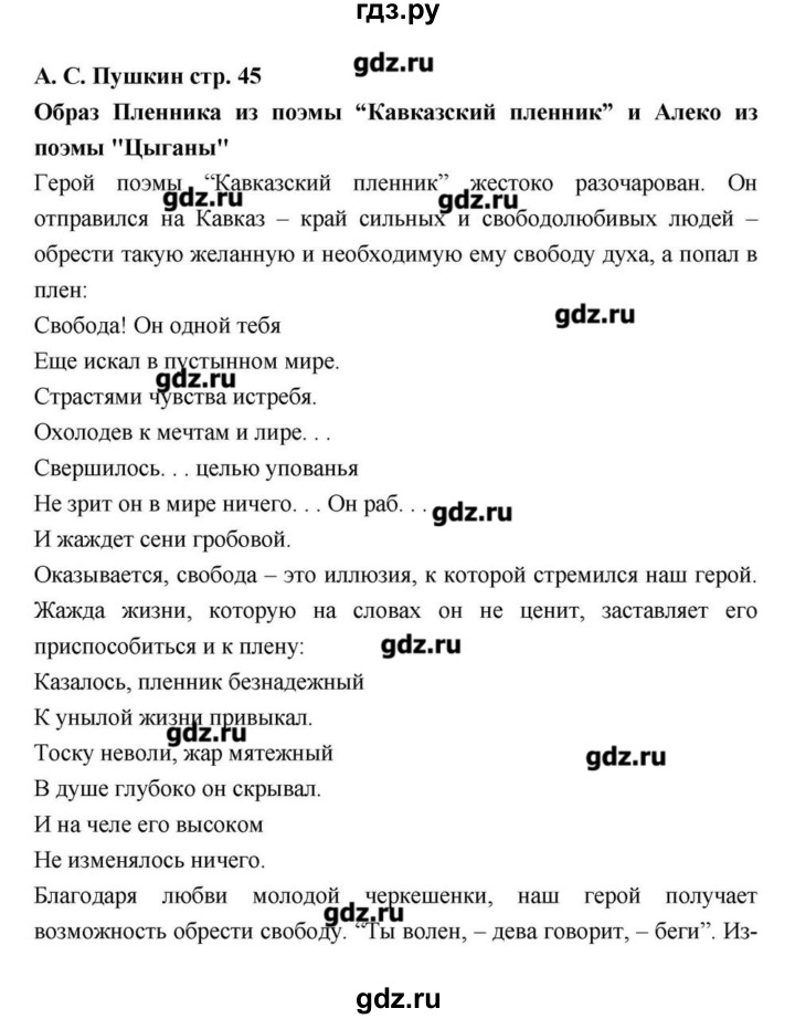 ГДЗ по литературе 9 класс  Зинин   часть 2 (страница) - 45, Решебник
