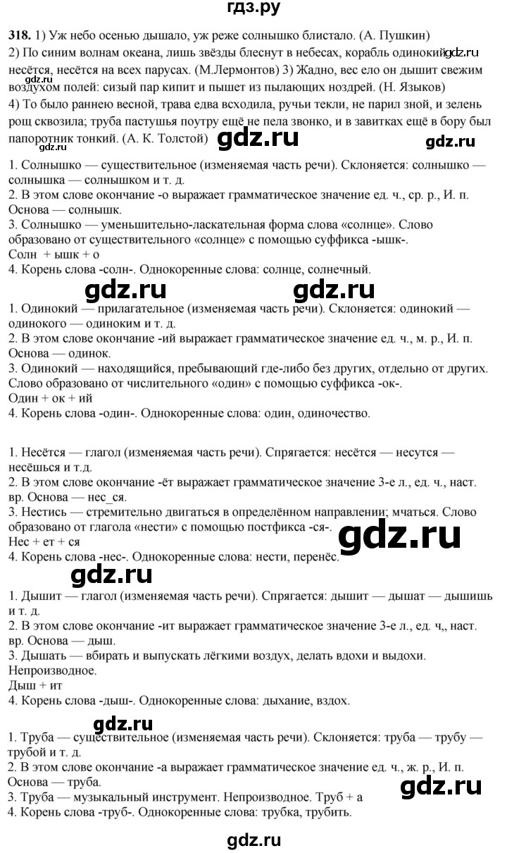 ГДЗ по русскому языку 5 класс Янченко рабочая тетрадь Скорая помощь (Ладыженская)  упражнение - 318, Решебник 2019