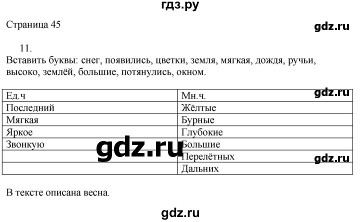 ГДЗ по русскому языку 2 класс Тихомирова рабочая тетрадь (Канакина)  тетрадь №2. страница - 45, Решебник №1 2018