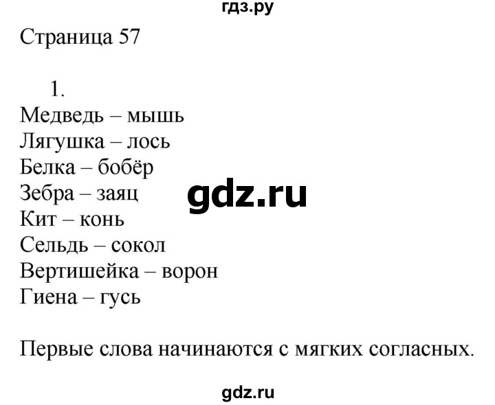 ГДЗ по русскому языку 2 класс Тихомирова рабочая тетрадь (Канакина)  часть 1. страница - 57, Решебник №1