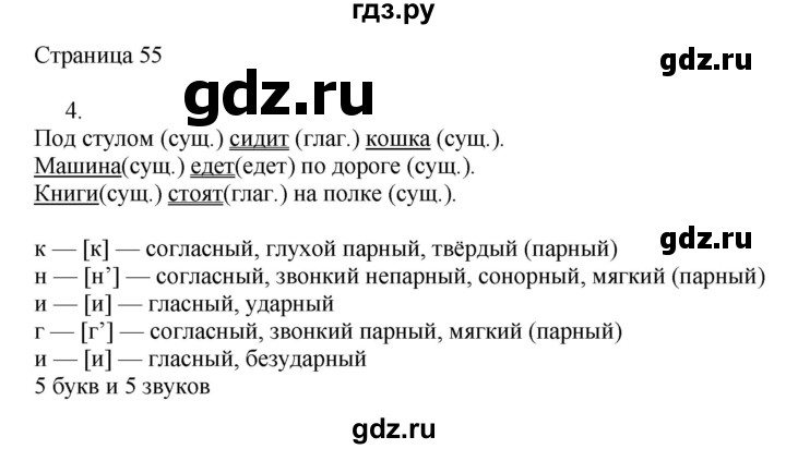 ГДЗ по русскому языку 2 класс Тихомирова рабочая тетрадь (Канакина)  часть 2. страница - 55, Решебник №1