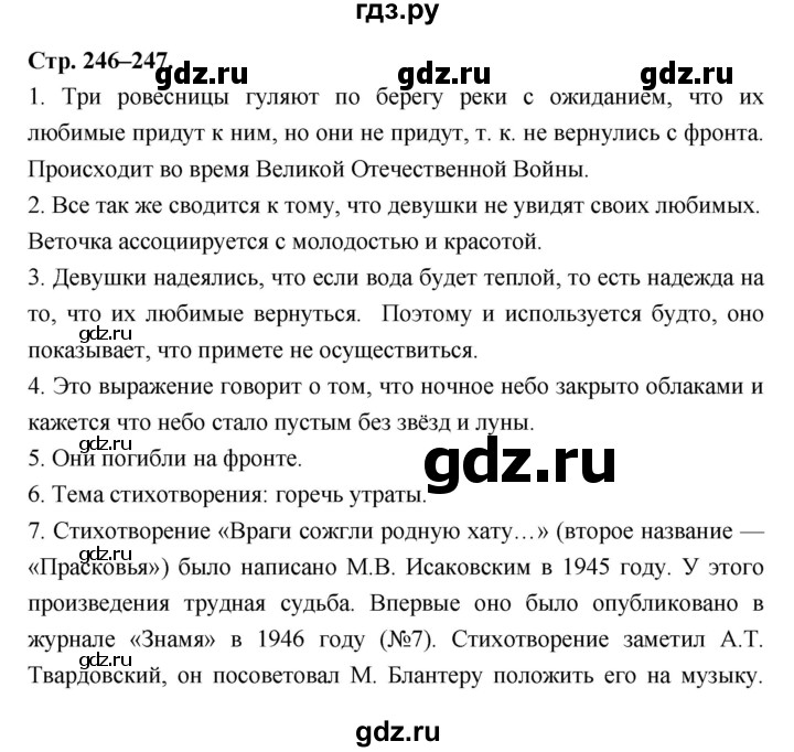 ГДЗ по литературе 8 класс  Меркин   часть 2 (страница) - 246–247, Решебник