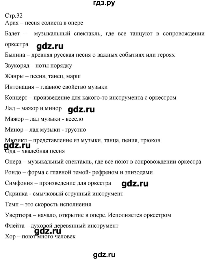 ГДЗ по музыке 3 класс Критская рабочая тетрадь  страница - 32, Решебник