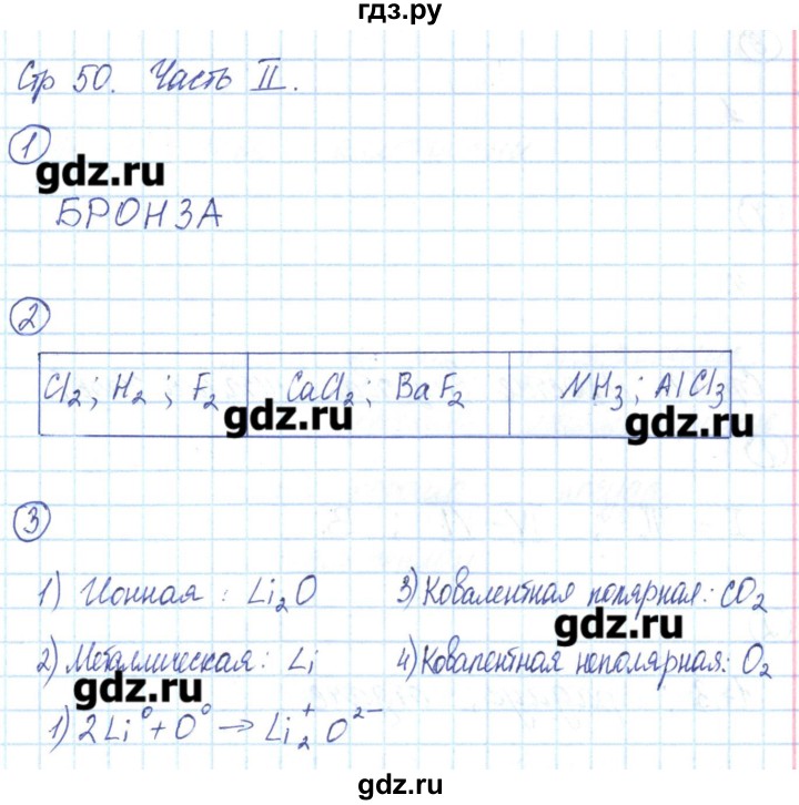 ГДЗ по химии 8 класс Габриелян рабочая тетрадь  страница - 50, Решебник №1