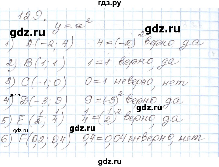 ГДЗ по алгебре 8 класс Муравин рабочая тетрадь  задание - 129, Решебник