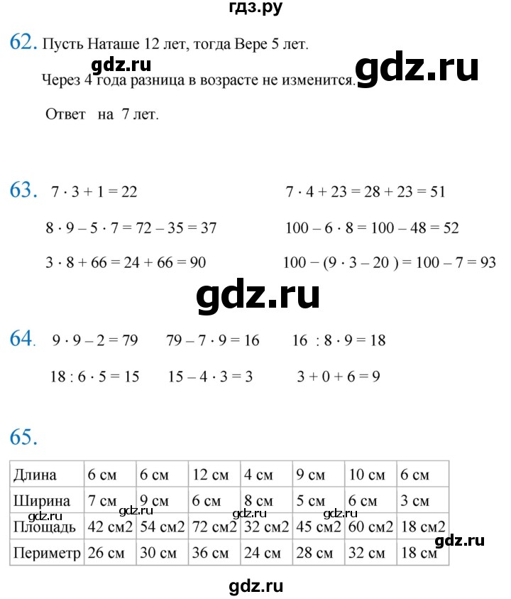 ГДЗ по математике 3 класс Кремнева рабочая тетрадь (Моро)  часть 1. страница - 65, Решебник 2023