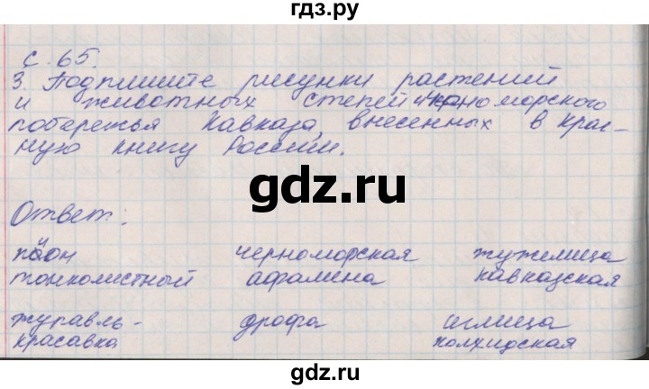 ГДЗ по окружающему миру 4 класс Плешаков рабочая тетрадь  часть 1. страница - 65, Решебник 2016