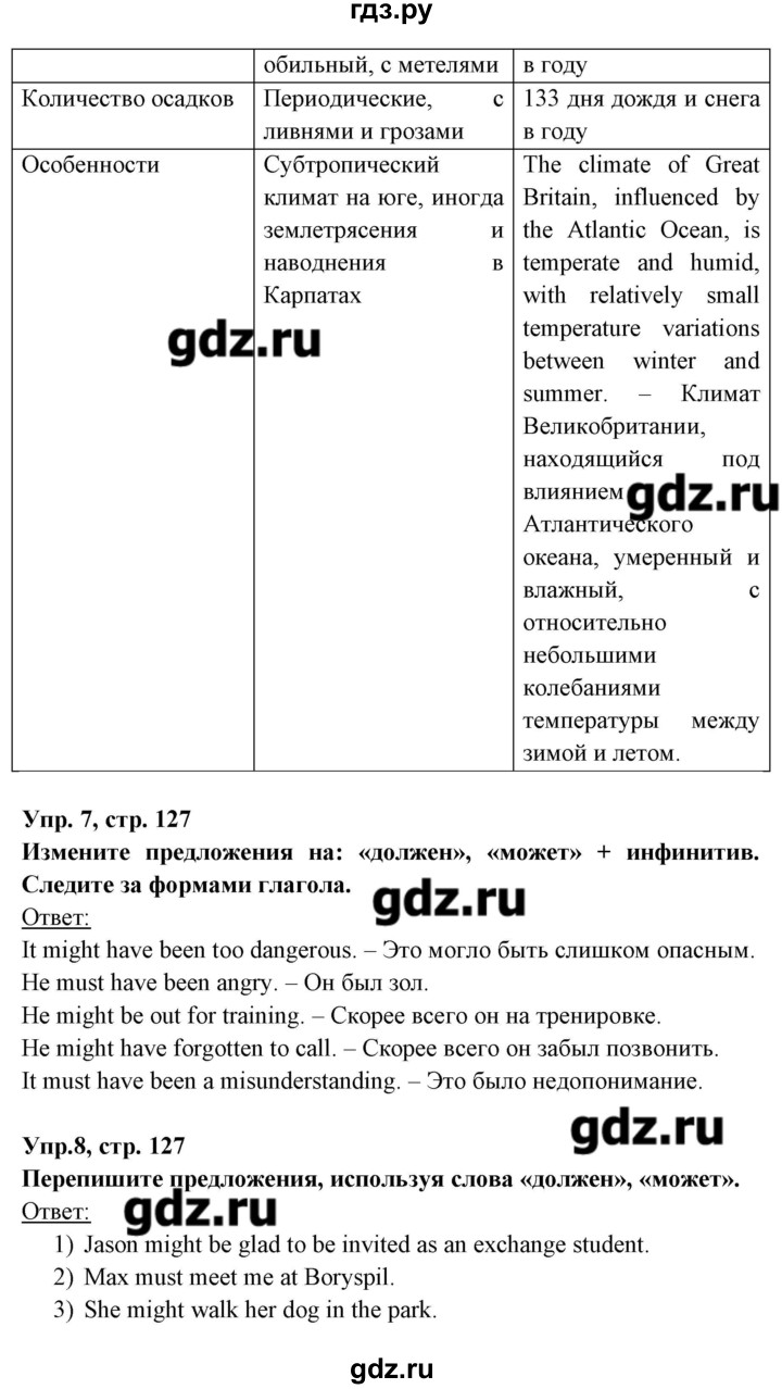 ГДЗ по английскому языку 8 класс Любченко   страница - 127, Решебник