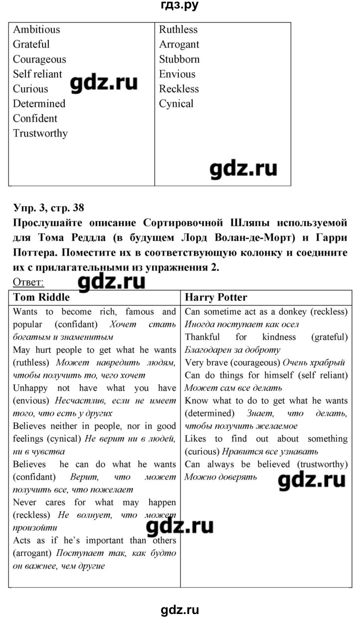 ГДЗ по английскому языку 8 класс Любченко   страница - 38, Решебник