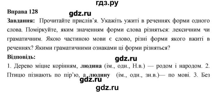 ГДЗ по украинскому языку 6 класс Глазова   вправа - 128, Решебник