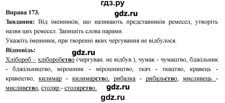 ГДЗ по украинскому языку 6 класс Глазова   вправа - 173, Решебник