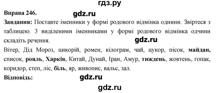 ГДЗ по украинскому языку 6 класс Глазова   вправа - 246, Решебник