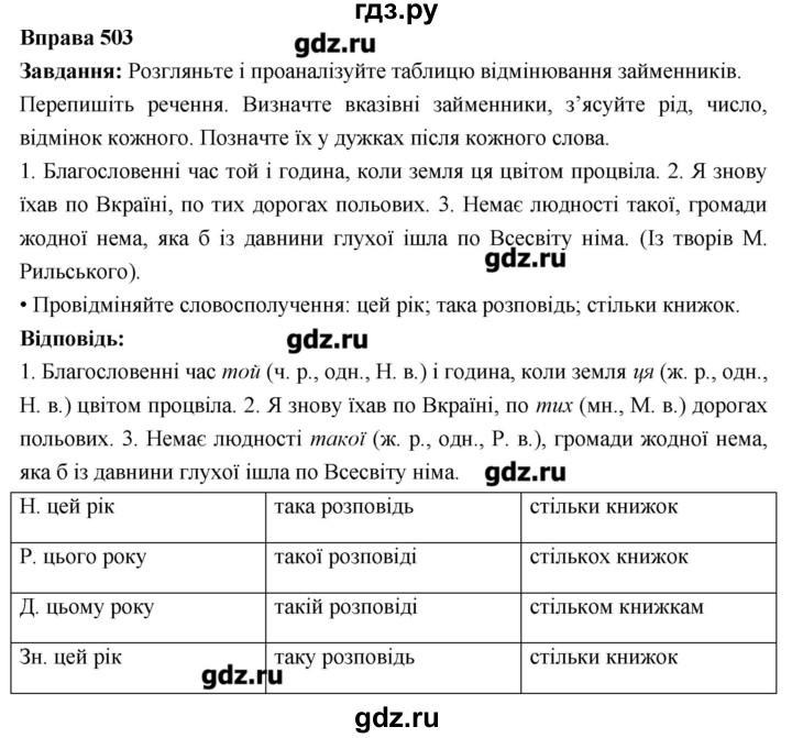 ГДЗ по украинскому языку 6 класс Глазова   вправа - 503, Решебник