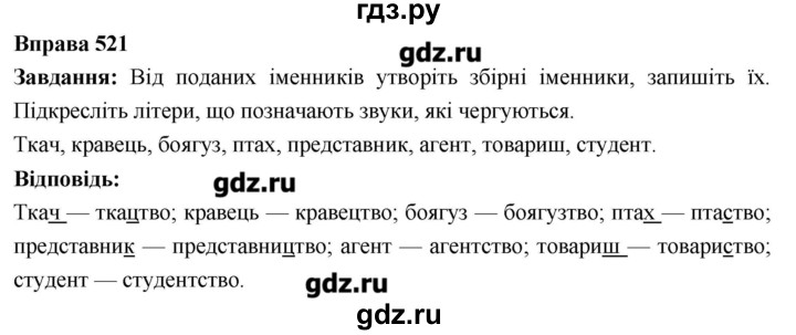 ГДЗ по украинскому языку 6 класс Глазова   вправа - 521, Решебник