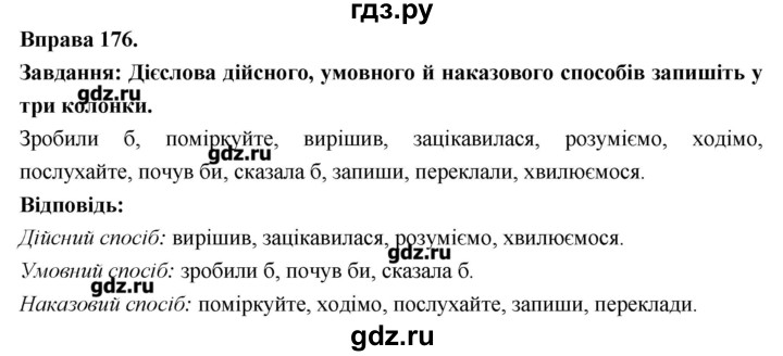 ГДЗ по украинскому языку 7 класс Глазова   вправа - 176, Решебник