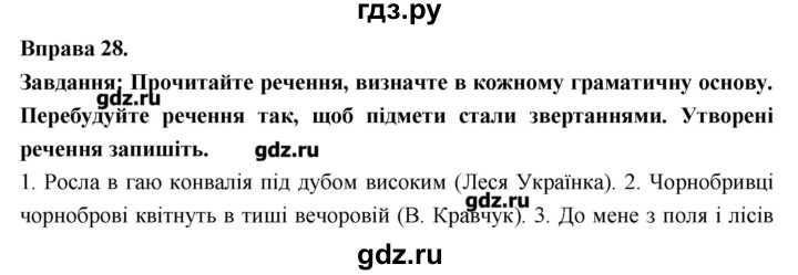 ГДЗ по украинскому языку 7 класс Глазова   вправа - 28, Решебник