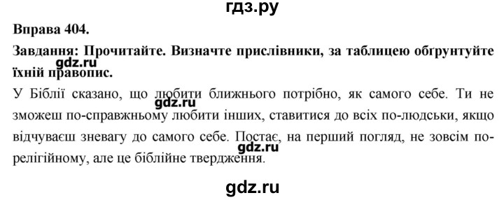 ГДЗ по украинскому языку 7 класс Глазова   вправа - 404, Решебник