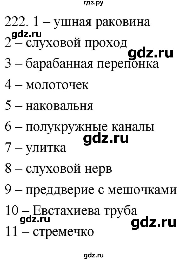 ГДЗ по биологии 8 класс Колесов рабочая тетрадь  задание - 222, Решебник к тетради 2018