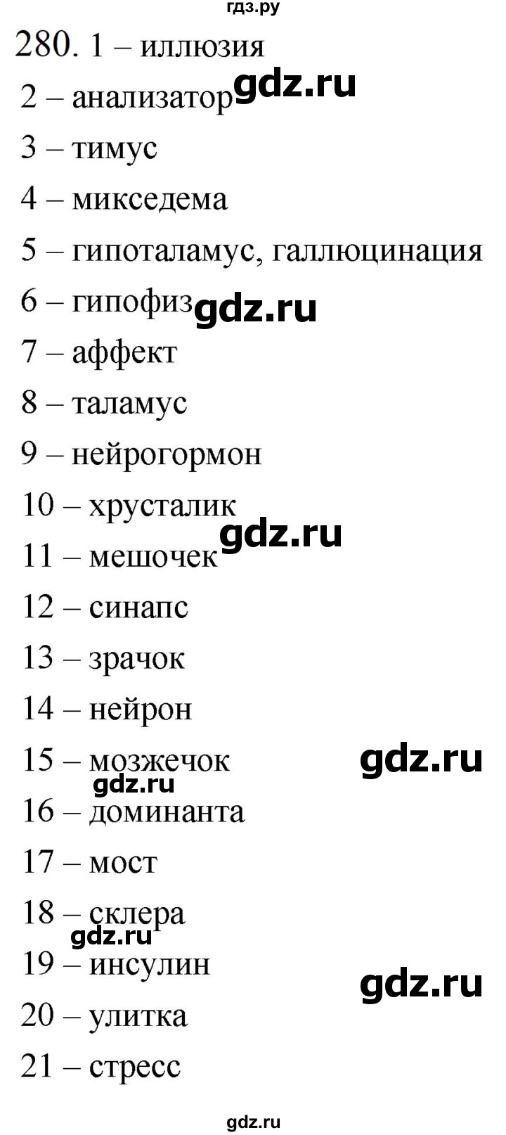 ГДЗ по биологии 8 класс Колесов рабочая тетрадь  задание - 280, Решебник к тетради 2018