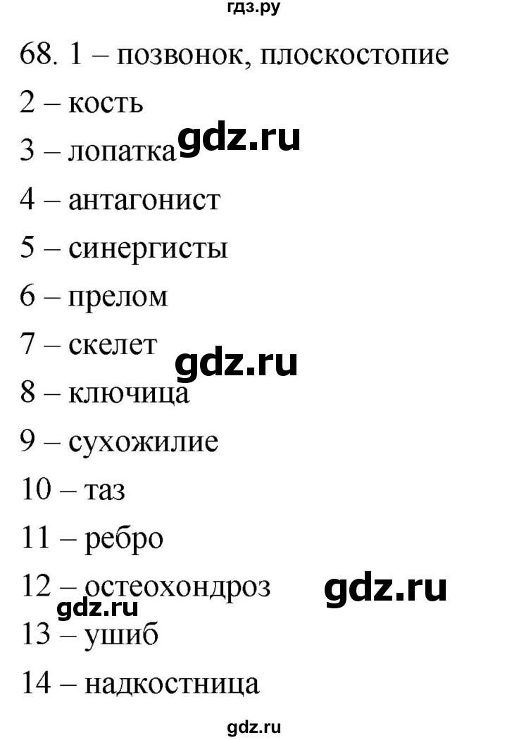 ГДЗ по биологии 8 класс Колесов рабочая тетрадь  задание - 68, Решебник к тетради 2018