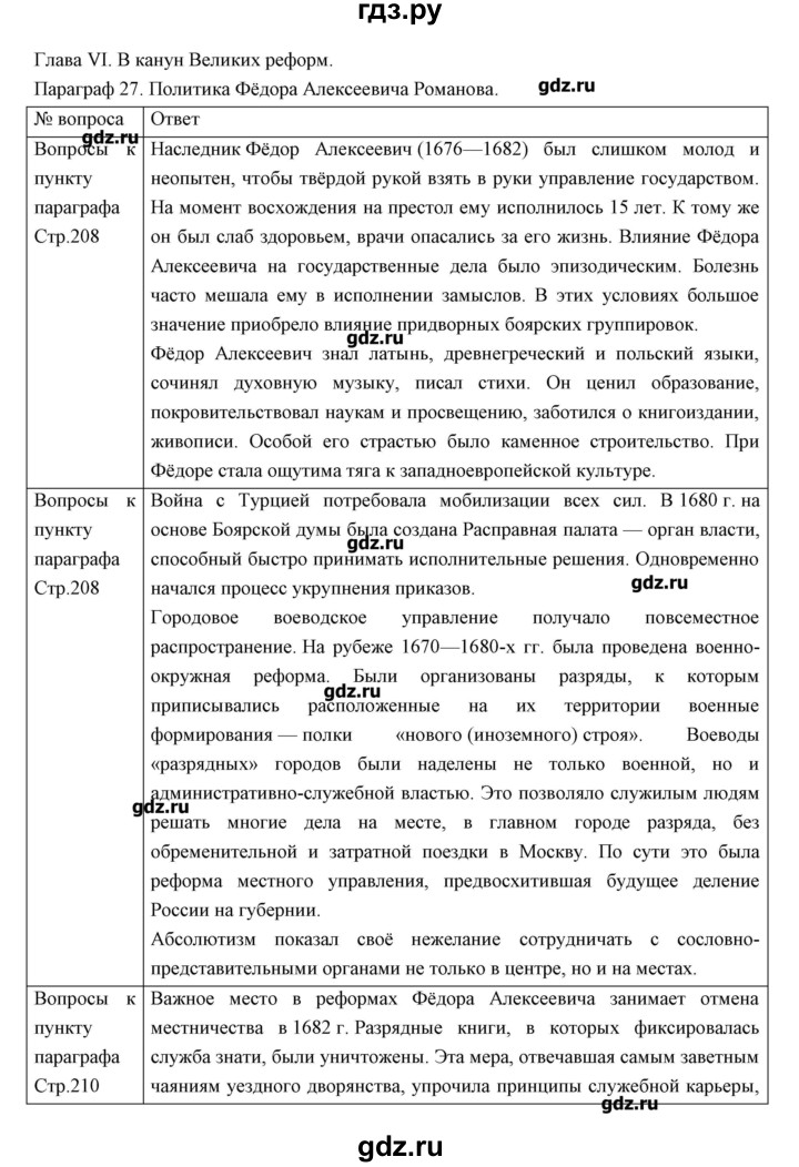 ГДЗ параграф 27 история 7 класс История России Андреев, Федоров