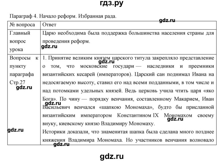 Сложный план по истории россии 7 класс 26 параграф