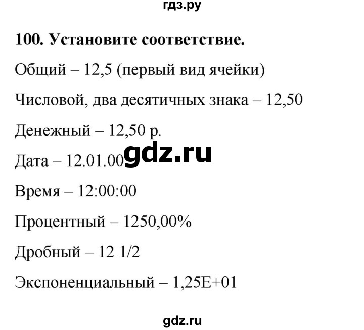 ГДЗ по информатике 9 класс Босова рабочая тетрадь Базовый уровень задание - 100, Решебник 2017