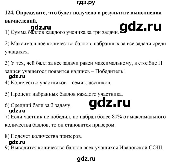 ГДЗ по информатике 9 класс Босова рабочая тетрадь Базовый уровень задание - 124, Решебник 2017