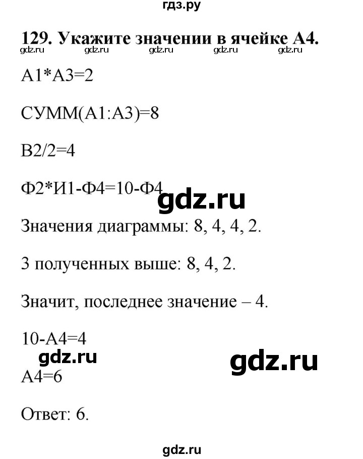 ГДЗ по информатике 9 класс Босова рабочая тетрадь Базовый уровень задание - 129, Решебник 2017