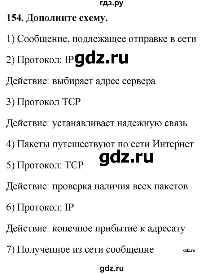 ГДЗ по информатике 9 класс Босова рабочая тетрадь Базовый уровень задание - 154, Решебник 2017