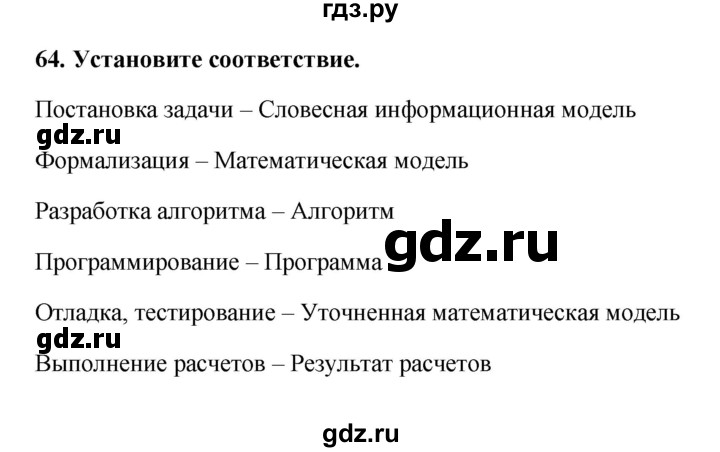 ГДЗ по информатике 9 класс Босова рабочая тетрадь Базовый уровень задание - 64, Решебник 2017